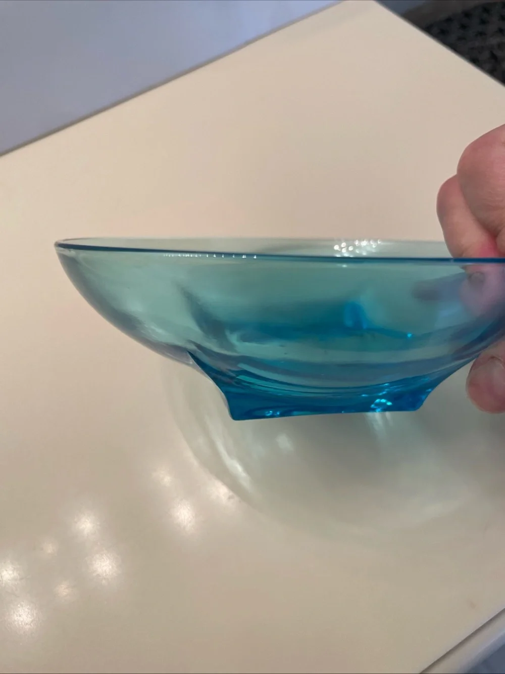 Vintage Hazel Atlas Aqua/Capri Blue - Colonial Pattern- Round Small Bowl 6 inch